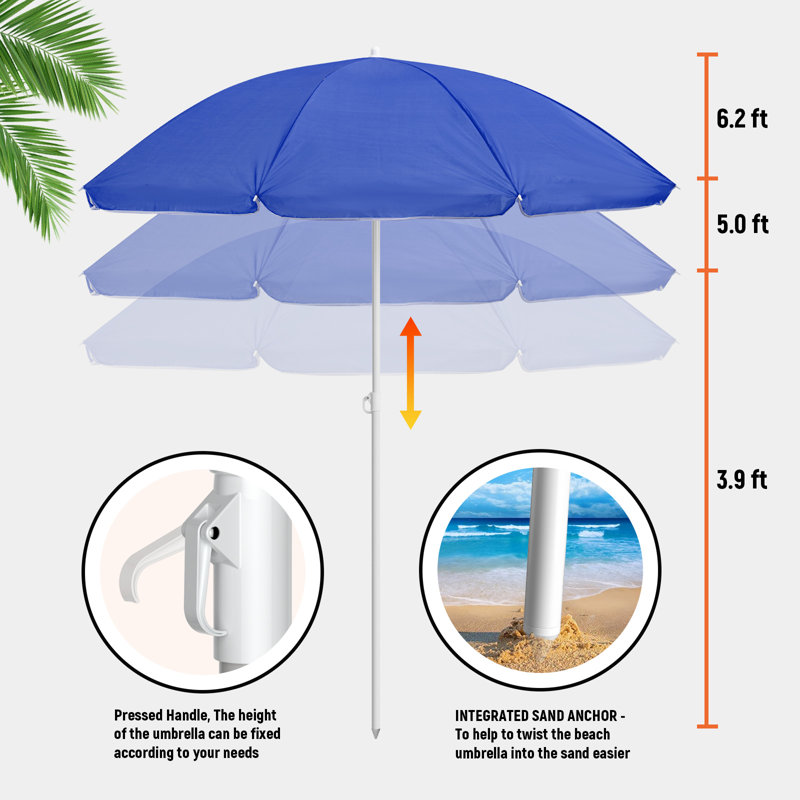 Parasol de plage 6 pi 6 po Bragi, Bleu