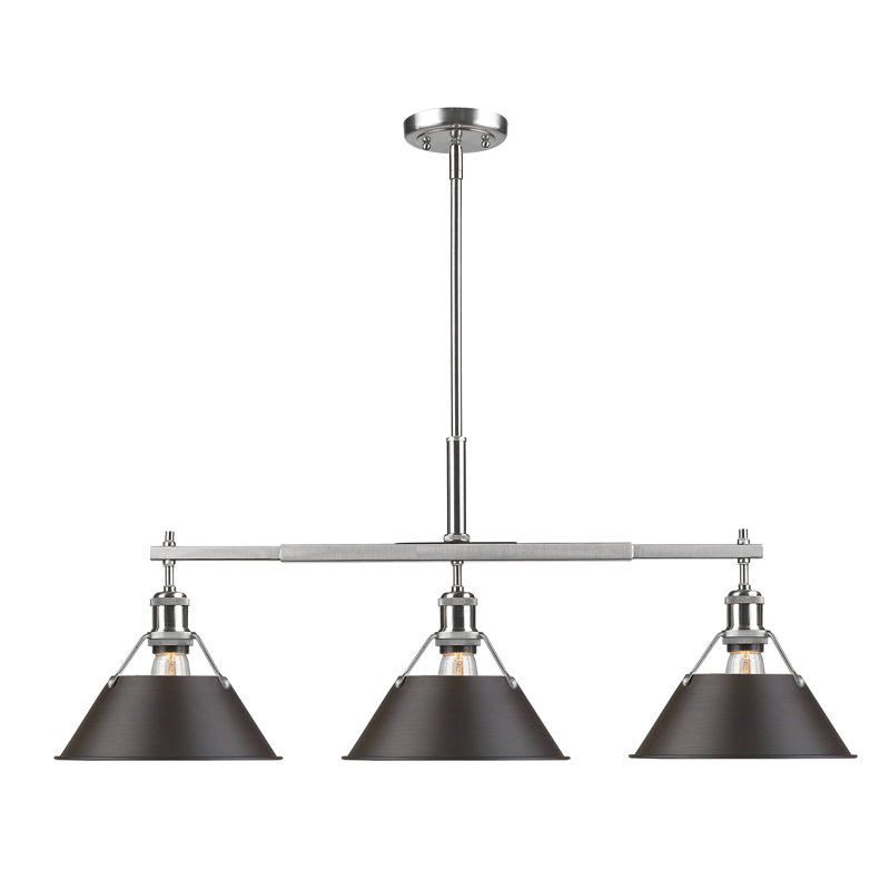Luminaire suspendu pour îlot de cuisine 3 lumières Bisto, Bronze huilé, Étain
