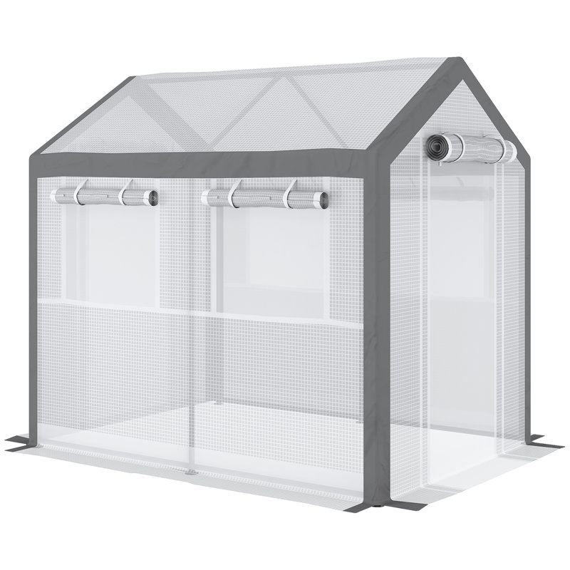 Outsunny Walk-In Greenhouse with Roll-Up Windows and Zippered Doors