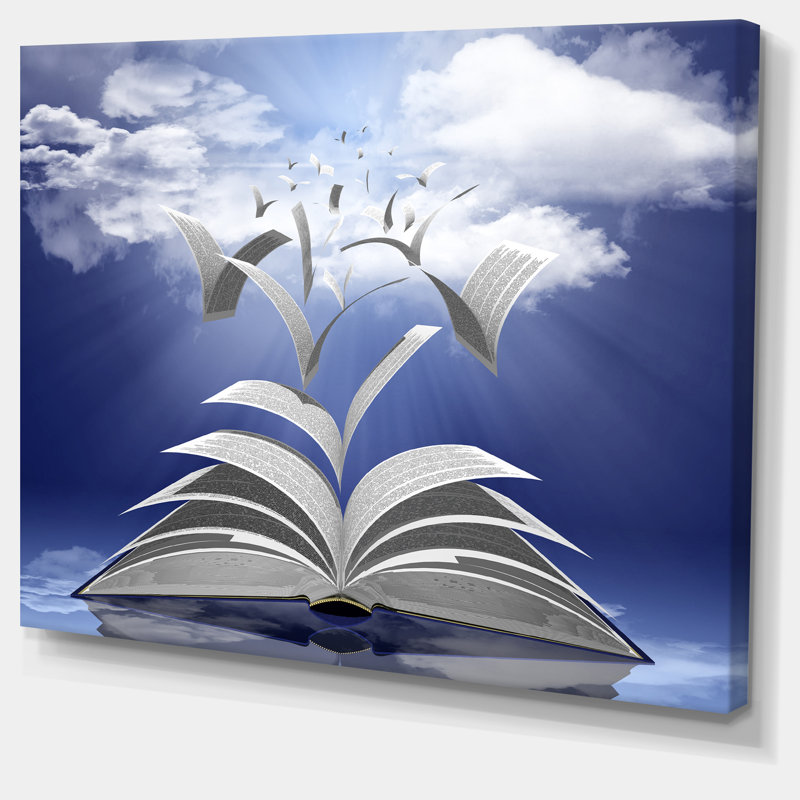" Book Pages Skyward ", 12" H x 20" W x 1" D, Wrapped Canvas