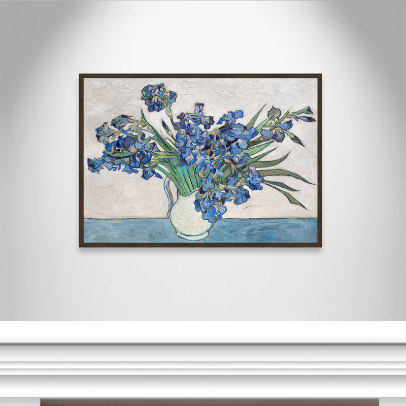 Imprimé iris bleu par Vincent Van Gogh, Noyer avec cadre fin, Pas de tapis, H 41,5 po x l 29,5 po