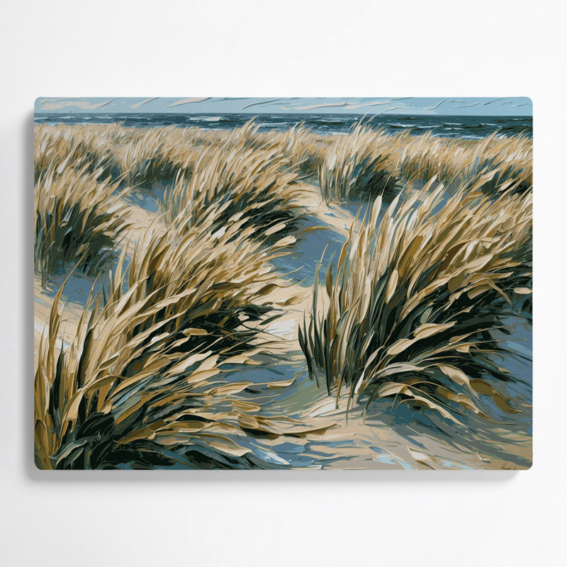 Art mural en métal beige à motif de dunes côtières, H 11 po x l 14 po