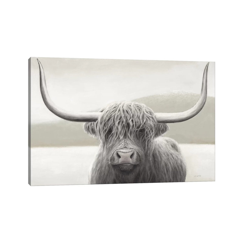 «Highland Cow Neutral» par James Wiens - reproduction de photo, H 32 po x l 48 po x 1,5 po, Toile tendue