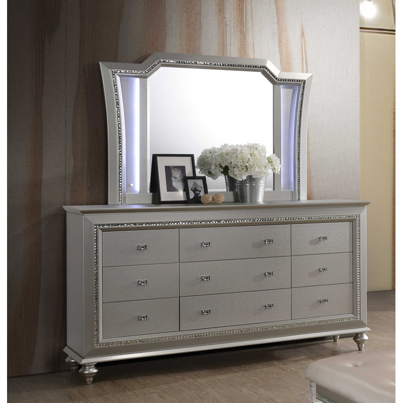 Commode 9 tiroirs Narron, Champagne