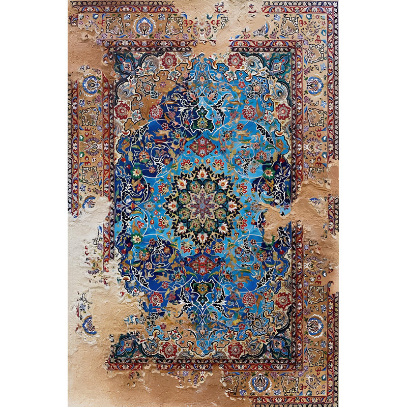 Tapis décoratif moderne à motif abstrait bleu et beige, Tapis de couloir 3 pi 3,37 po x 9 pi 10,11 po