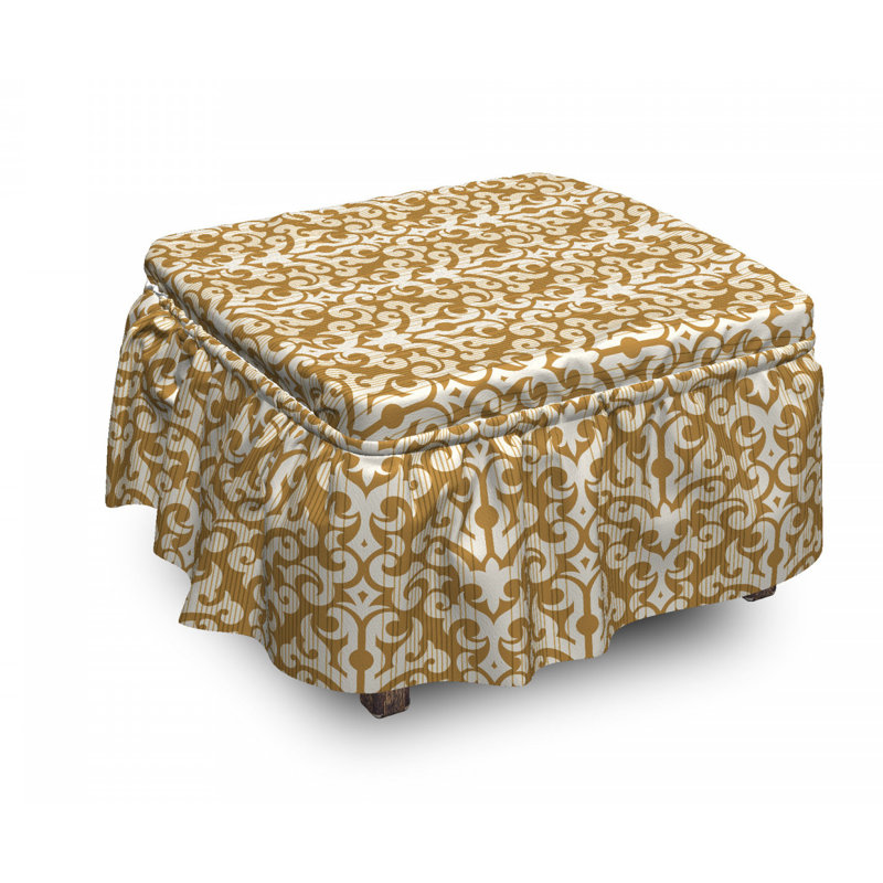 Ensemble de housse pour repose-pieds à coussin de boîte 2 pièces damassé abstract