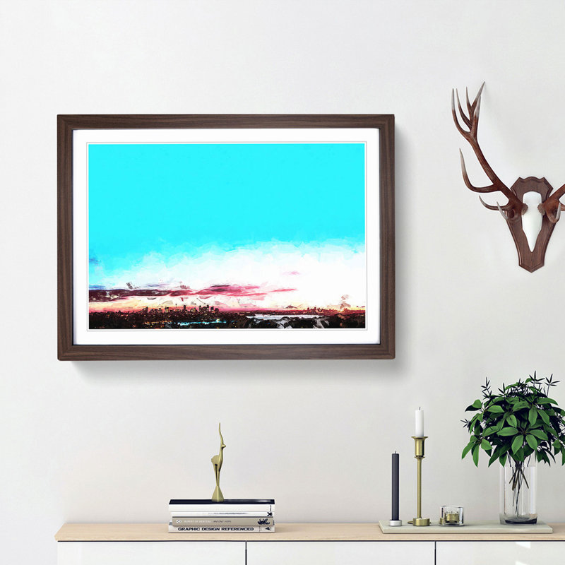 Sydney Skyline at Dusk in Abstract - Picture Frame Graphic Art Print, Walnut Framed, 36cm H x 48cm W x 2cm D