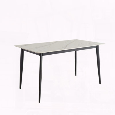 55" Porcelain Dining Table – Sintered Stone Top with Metal Legs, Seats 4-6