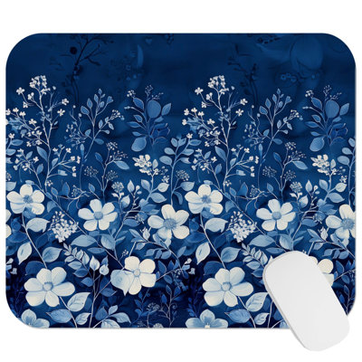 Floral Blue Flowers XVII Modern Gaming Cute Office Laptop Desk Pad Gift Mat Square Rectangle Non-Slip Mousepad