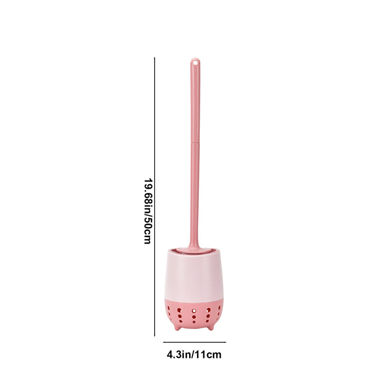 Brosse de toilette morte en coin avec poignée longue et base murale, poils doux, nettoyage pour salle de bain, rose 19,7 x 4,3 x 4,3 po