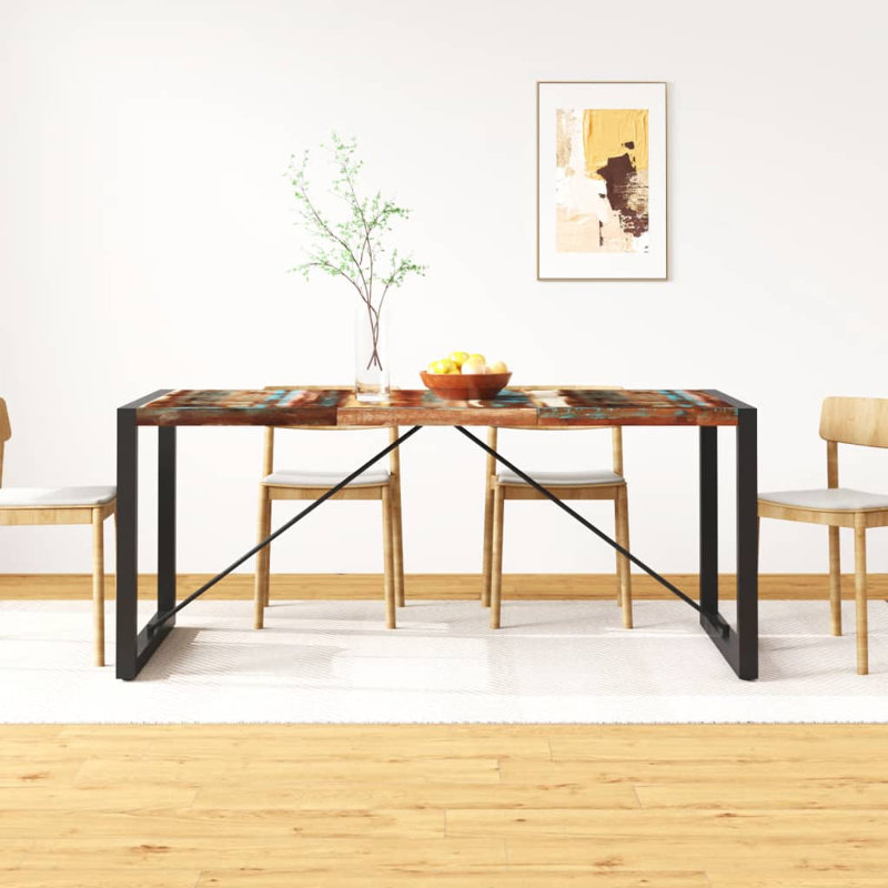vidaXL Dining Table Kitchen Table Dining Room Table Solid Rough Mango Wood,  29.9” H x 70.87” L x 35.4” W, Multicolor