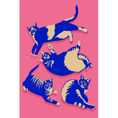 Graphic Kitties II 1 Piece Wrapped Canvas Wall Art