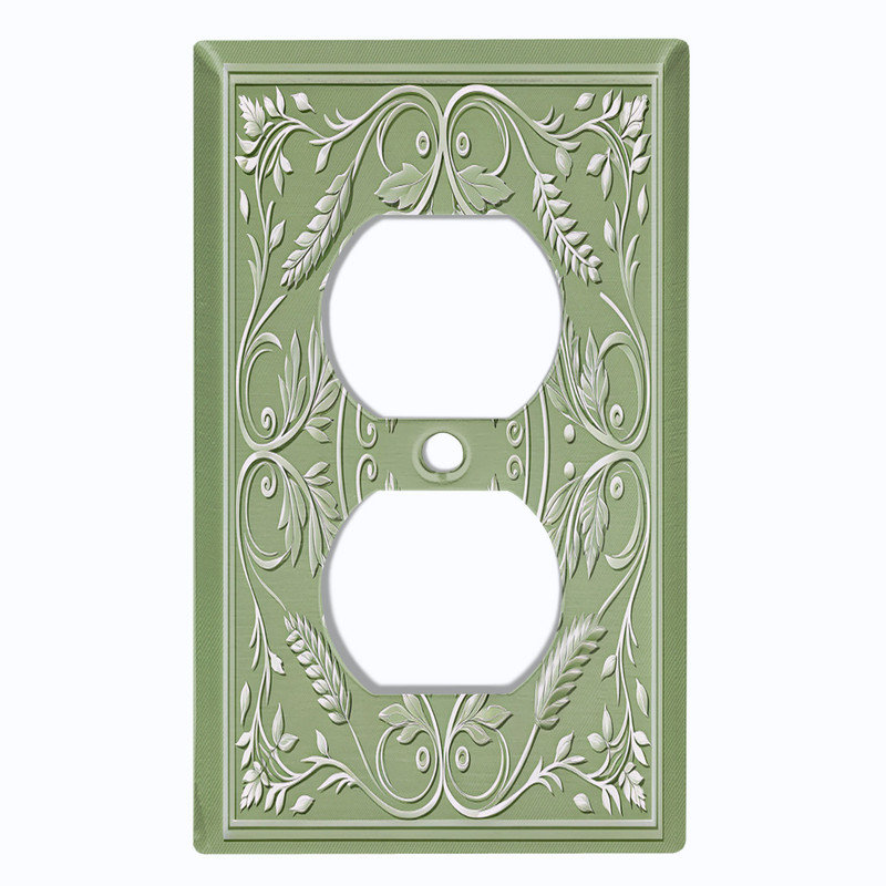 Couvercle de plaque d'interrupteur en métal; Fauteuil à bascule GFI de taille 3 US - image imprimée d'un motif de vigne botanique