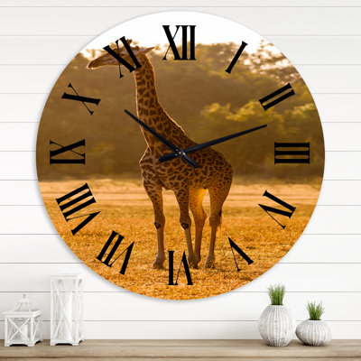 Girafe africaine dans la nature II - Horloge murale de ferme