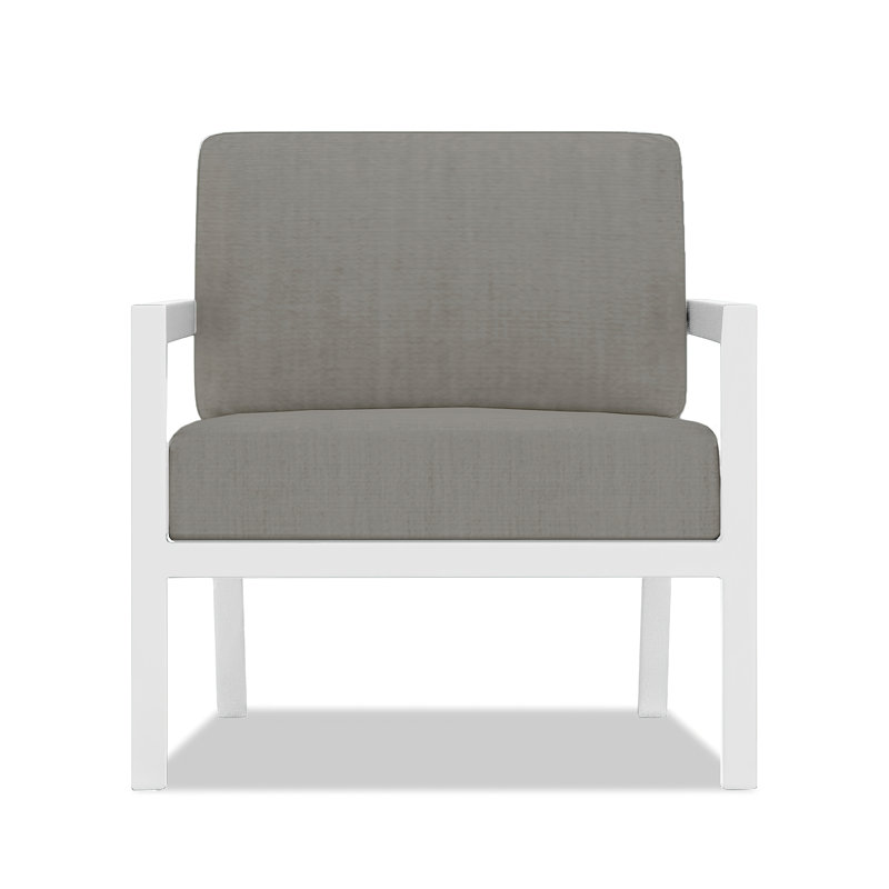 Vivant Patio Chair with Sunbrella® Cushions, Canvas Charcoal Sunbrella® Canvas, White