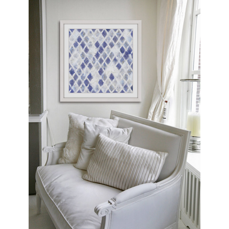 «Blue and White Diamonds», reproduction d'art encadrée, H 12 po x l 12 po x P 1,5 po
