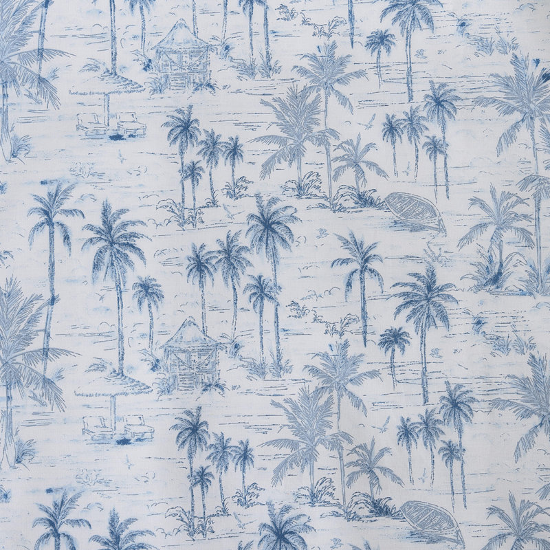Tommy Bahama Printed Percale Cotton Sheet Set, Queen Sheet Set with 2 Pillowcases, Blue Surfside