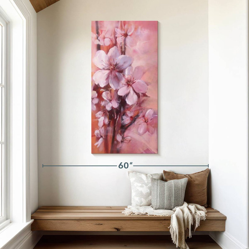 Fleurs d'amandier japonais, H 48 po x l 24 po