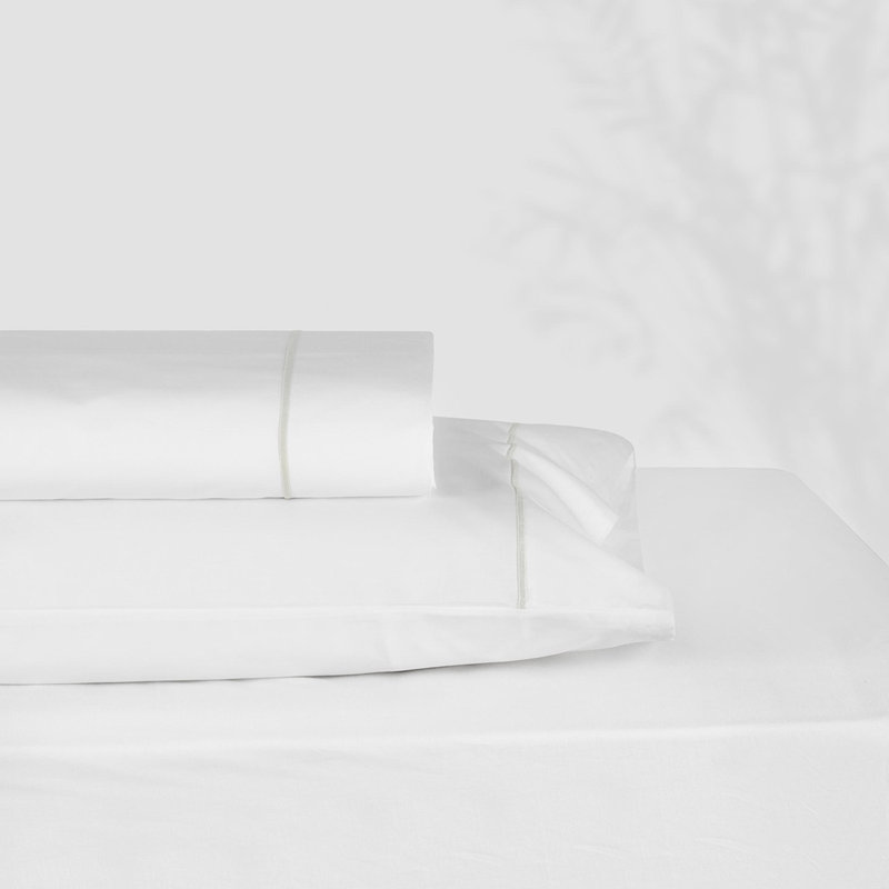 Classic Hotel 100% Cotton Percale Sheet Set, White/Dove, King