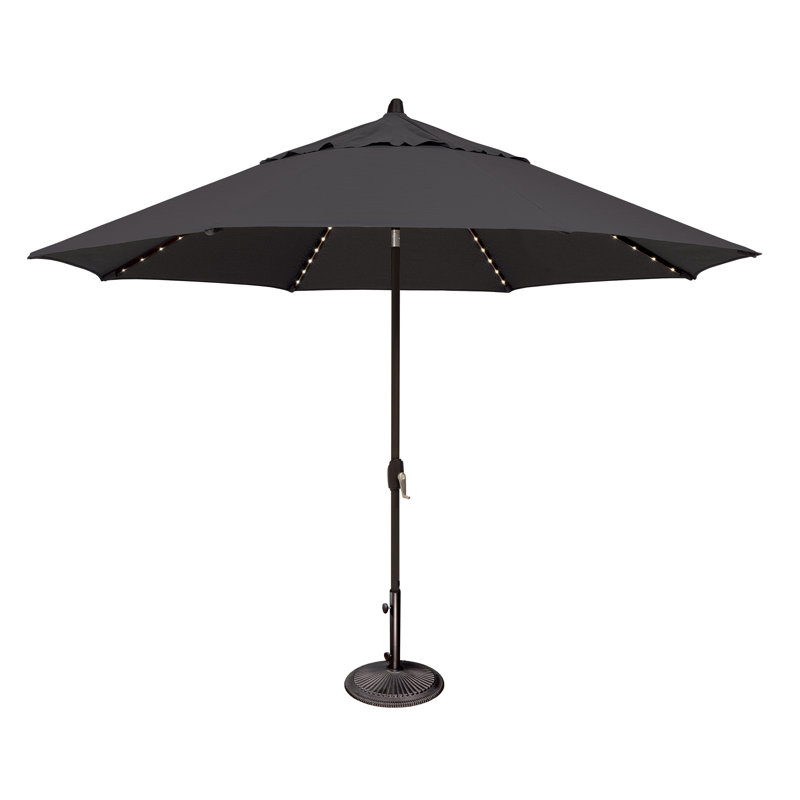 Parasol lumineux 11 'Lariat, Noir, Sunbrella / noir
