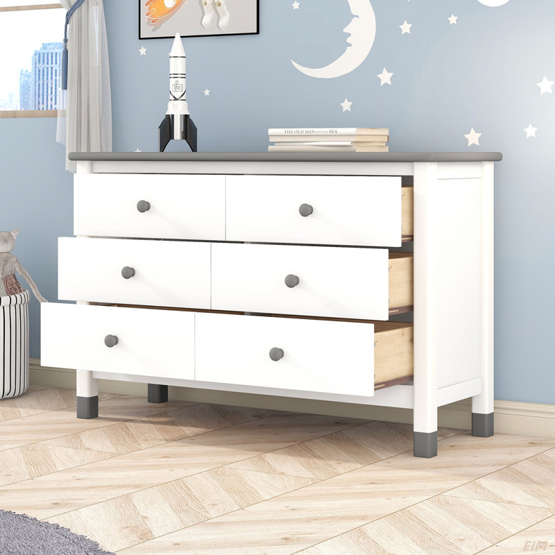 Commode de rangement en bois avec 6 tiroirs, armoire de rangement pour chambre d'enfant (commode)