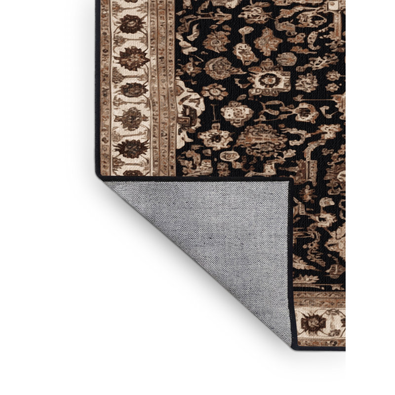 Tapis brun turc lavable à la machine, Rond 6 pi