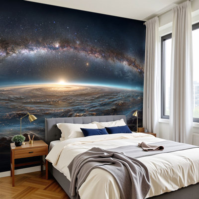Peel and Stick Wallpaper Jupiter Storm Saturn Rings Cosmic Wall Murals 100"H x 144"W Removable PVC Wall Paper Self-Adhesive Wall Decor for Bedroom Living Room Home Office