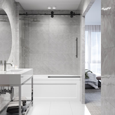 Elan 56-60" W x 66" H Sliding Frameless Tub Door with 3/8" Fluted Glass