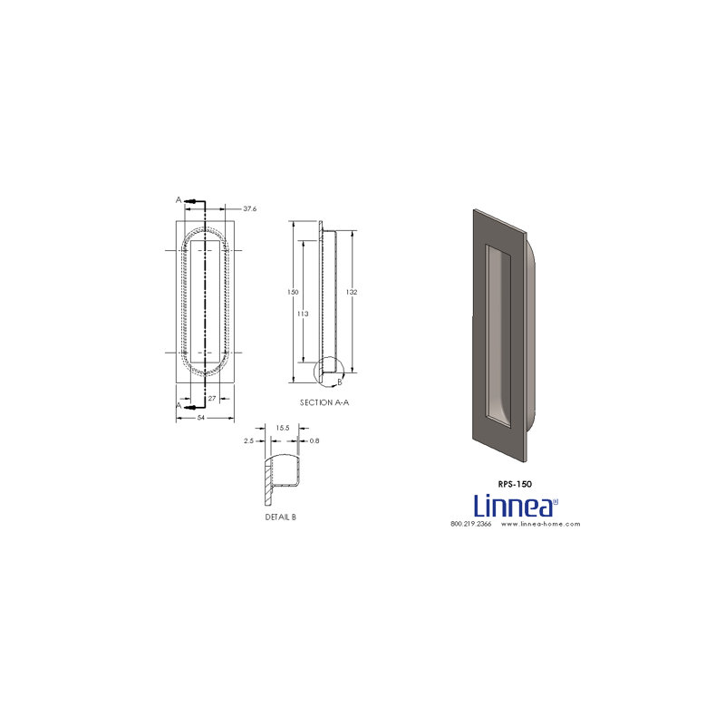 Flush Pull Plate, Satin Black