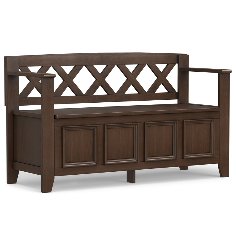 Banc de rangement en bois massif Amherst, Brun naturel vieilli
