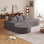 Canapé incurvé moderne, ensemble de canapé modulaire rembourré en chenille, ensemble de canapé modulaire en L 108,5 po avec 3 coussins, canapé-lit combiné gratuit pour le salon, la chambre à coucher