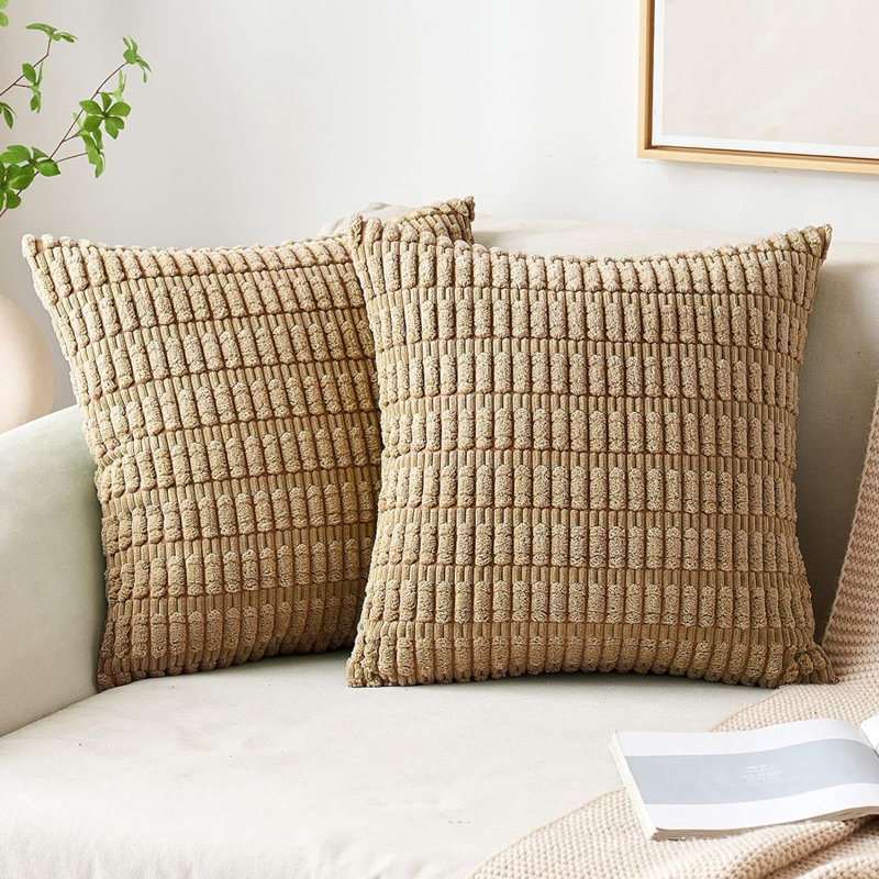 Housse de coussin, Vert olive, H 18 po x l 18 po