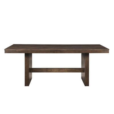 Ony Dining Table, 79 Inch Rectangular Top, Dark Walnut Brown Wood