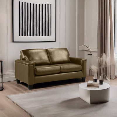 Deboer 63" Genuine Leather Square Arm Loveseat