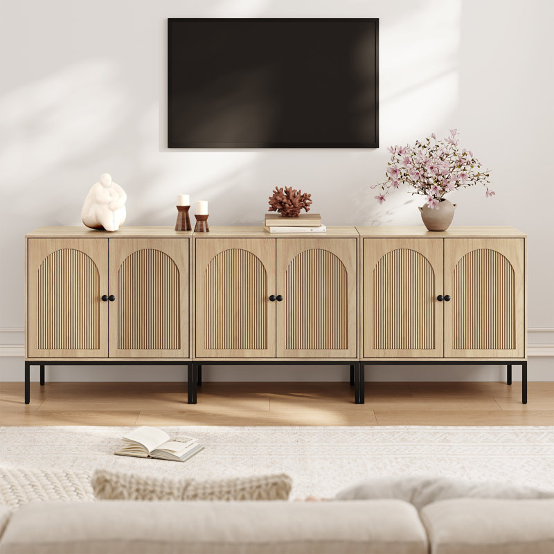 Buffet à panneaux cannelés de style minimaliste moderne de 31,5 pouces de large (ensemble de 3)