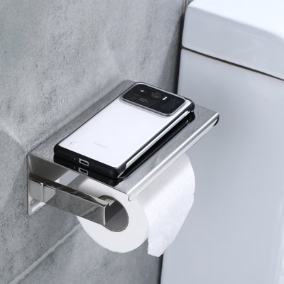 Porte-papier hygiénique mural en acier inoxydable avec tablette