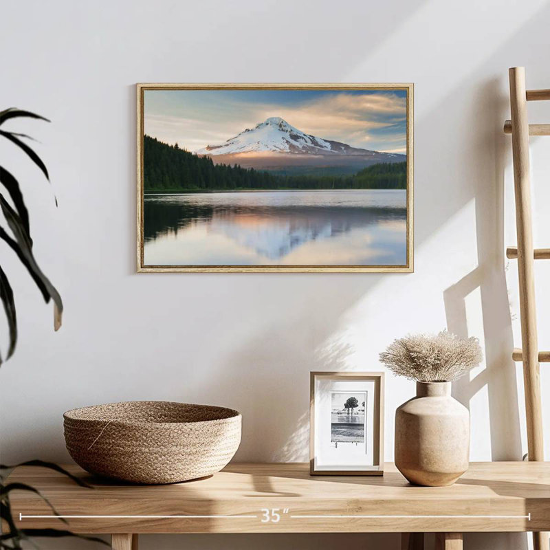 Mount Hood Panorama, 19" X 13", Floating Frame Natural Wood