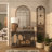 Wood Distressed Door Panel Scroll Brown Wall Decor with Metal Wire Details