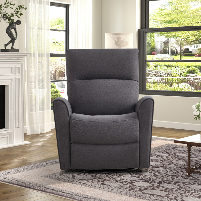 32.3" Wide Modern Ultra Comfortable Swivel Manual Recliner Chair with Glider, Dark Gray