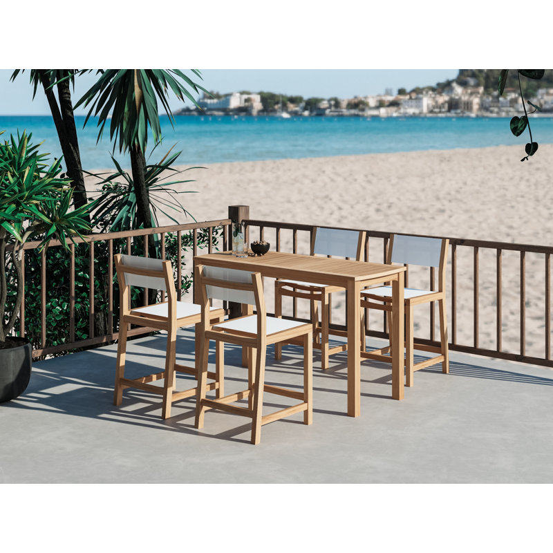 Pearl Counter Height Teak Outdoor Set In Black, White