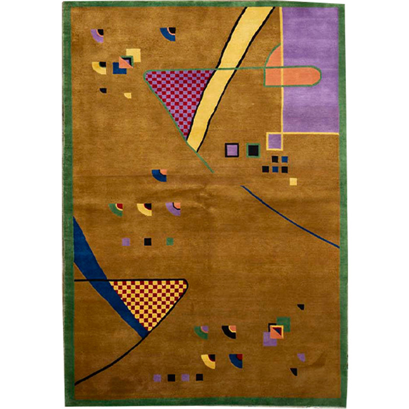 Tapis brun de haute qualité noué à la main, Rectangle 6 pi 5 po x 9 pi 5 po