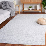 Tapis gris abstrait en polyester touffeté à la main