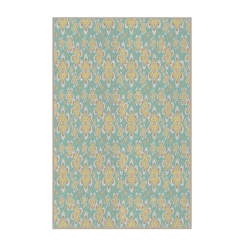 Tapis floral vert / jaune, Rectangle 5 pi x 7 pi