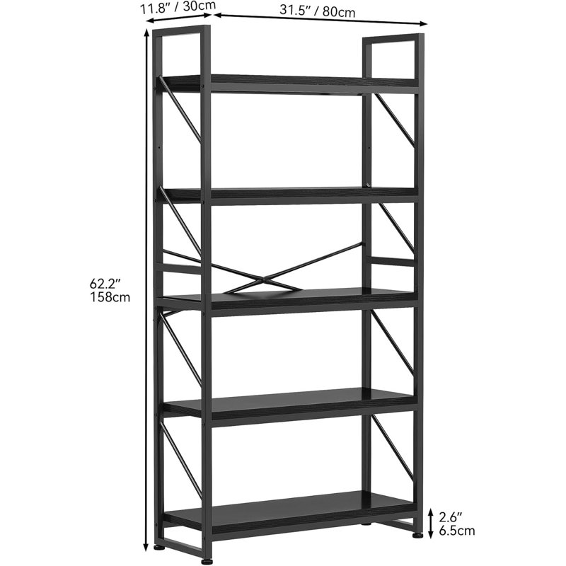 62.2cm H x 31.5cm W Metal Standard Bookcase