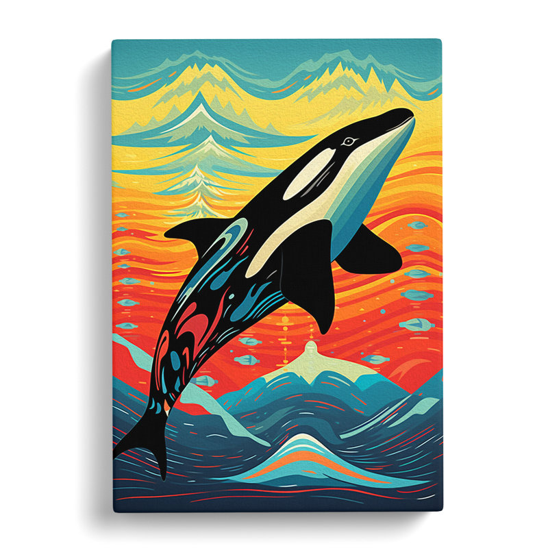Orca Whale Op No.2 - Single Picture Frame Print, 76cm H x 50cm W x 3cm D
