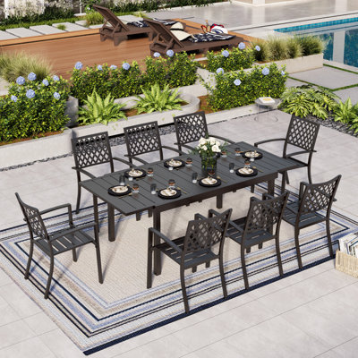 Leonard 8 - Person Patio Dining Set with Rectangular Table