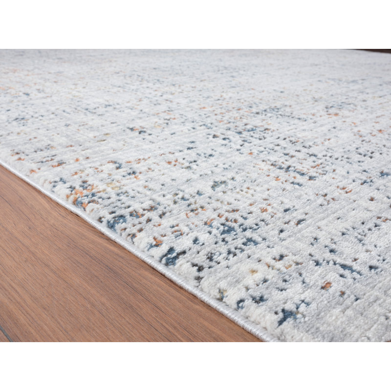 Tapis abstrait ivoire / bleu, Rectangle 5 pi 3 po x 7 pi 2 po