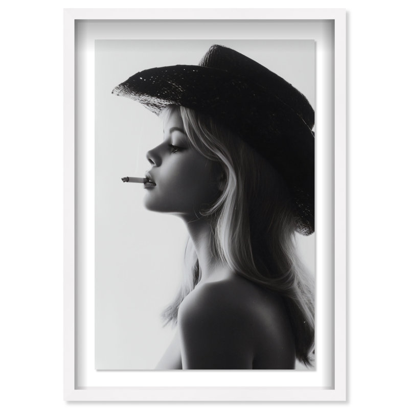 Desert Cowgirl Shadowbox Fashion Print by Oliver Gal, Black Frame, 10 x 15, 11.5"H x 16.5"W, White Shadowbox