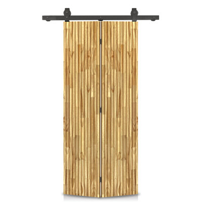 Porte de grange pliante en bois de pin teinté Japanese Series avec quincaillerie coulissante
