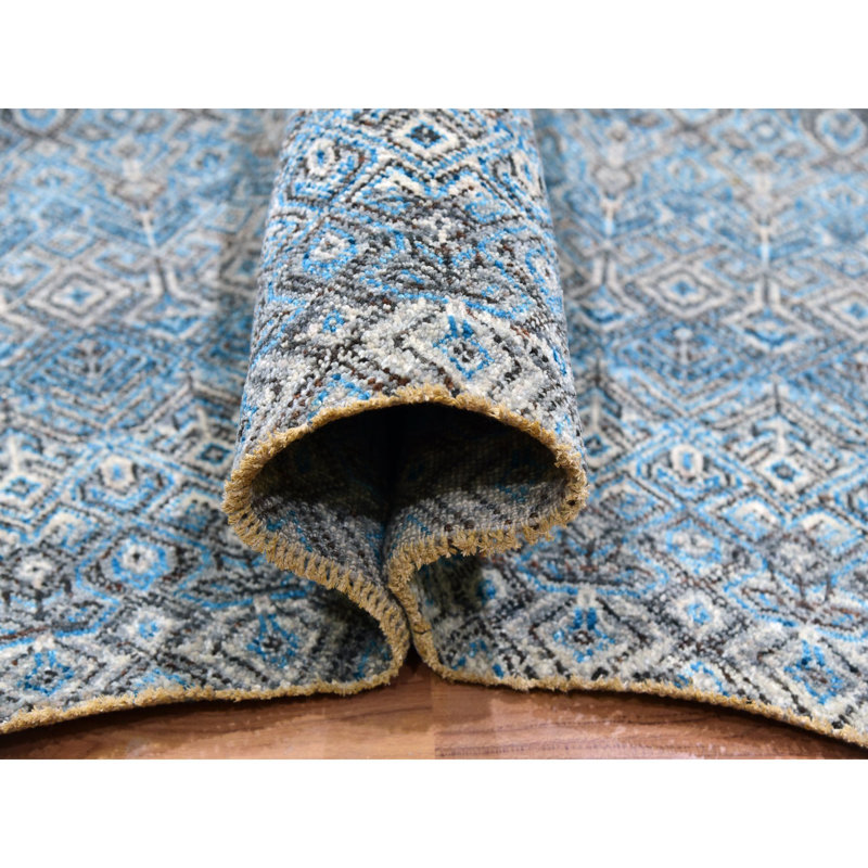Tapis carré en laine noué à la main 12 pi x 12 pi bleu 12 po x 12 pi Kohinoor Herrita